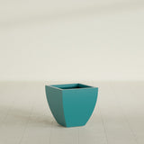 Lima Tapered Square Planter in Satin Seafoam Green, 16", shown empty