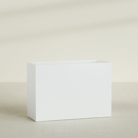 Darwin Rectangular Planter in Matte Bright White, 60"L × 24"D × 42"H, shown empty