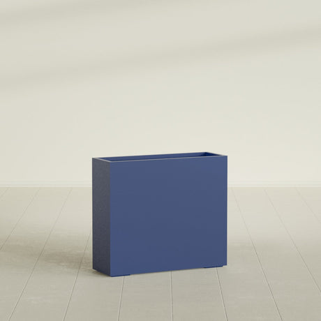 Perth Rectangular Planter in Matte Cobalt Blue, 48"L × 16"D × 42"H, shown empty