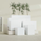 Brisbane Rectangular fiberglass planter in Matte Bright White, size range, in a sunlit interior