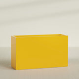 Darwin Rectangular Planter in Gloss Saffron, 72"L × 24"D × 42"H, shown empty