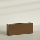 Hollywood Narrow Rectangular Planter in Metallic Bronze, 60"L × 12"D × 24"H, shown empty