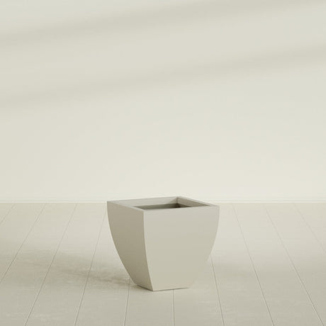 Lima Tapered Square Planter in Satin Beige, 20", shown empty