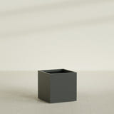 Montroy Cube Planter in Matte Charcoal, 32", shown empty