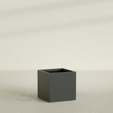 Montroy Cube Planter in Matte Charcoal, 32", shown empty