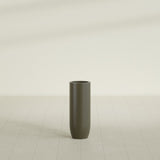 Saint Tropez Bullet Round Planter in Matte Bronze, 12"D × 32"H, shown empty