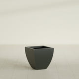 Lima Tapered Square Planter in Matte Charcoal, 16", shown empty