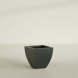 Lima Tapered Square Planter in Matte Charcoal, 16", shown empty