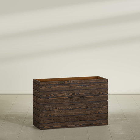 Sedona tall rectangular fiberglass planter, 48"L × 17"D × 32"H