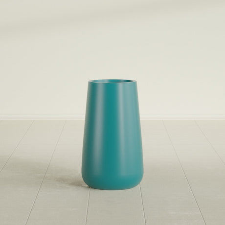 Saigon Tapered Round Planter in Satin Seafoam Green, 14"D × 30"H, shown empty