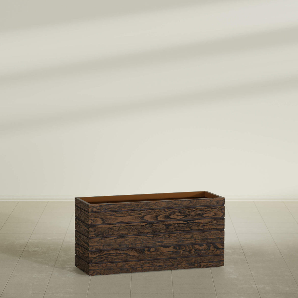 Siena rectangular fiberglass planter, 48"L × 17"D × 24"H