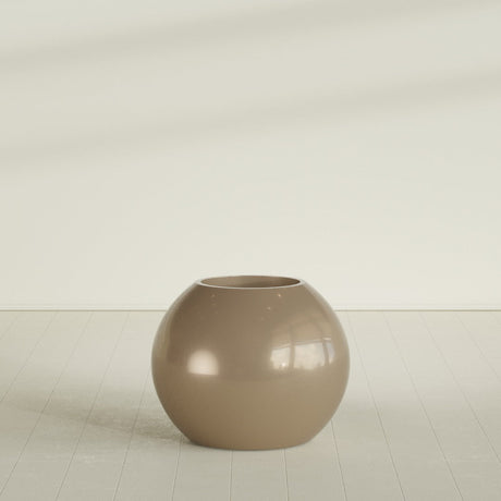 Globe Planter in Gloss Metallic Gold, 30"D × 24"H, shown empty