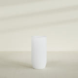 Saint Tropez Bullet Round Planter in Gloss Bright White, 24"D × 50"H, shown empty