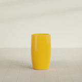 Lisbon tall round tapered fiberglass planter in Gloss Saffron, 18 in diameter, 32 in high, shown empty