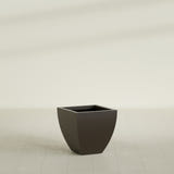 Lima Tapered Square Planter in Matte Dark Brown, 20", shown empty