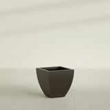 Lima Tapered Square Planter in Matte Dark Brown, 20", shown empty