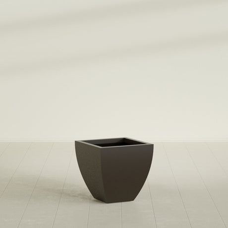 Lima Tapered Square Planter in Matte Dark Brown, 20", shown empty