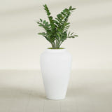Barà Jar fiberglass planter in Matte Bright White, shown planted, in a sunlit interior