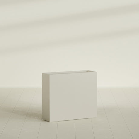 Delray Rectangular Planter in Satin Beige, 36"L × 12"D × 32"H, shown empty