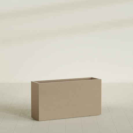 Potsdam Rectangular Planter in Gloss Metallic Gold, 60"L × 16"D × 32"H, shown empty