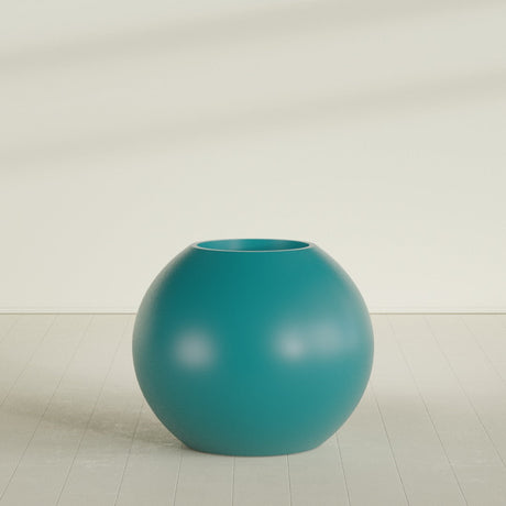 Globe Planter in Satin Seafoam Green, 36"D × 30"H, shown empty