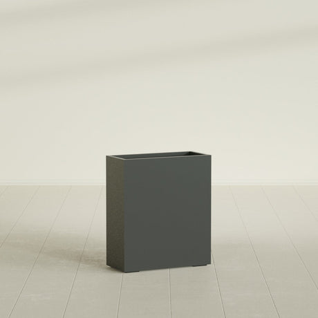 Perth Rectangular Planter in Matte Charcoal, 36"L × 16"D × 42"H, shown empty