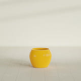 Shanghai Fishbowl Planter in Gloss Saffron, 16", shown empty