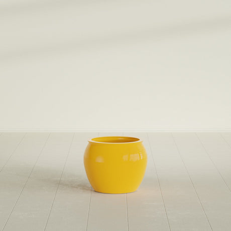 Shanghai Fishbowl Planter in Gloss Saffron, 16", shown empty
