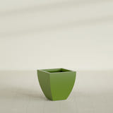 Lima Tapered Square Planter in Satin Green, 20", shown empty