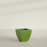 Lima Tapered Square Planter in Satin Green, 20", shown empty