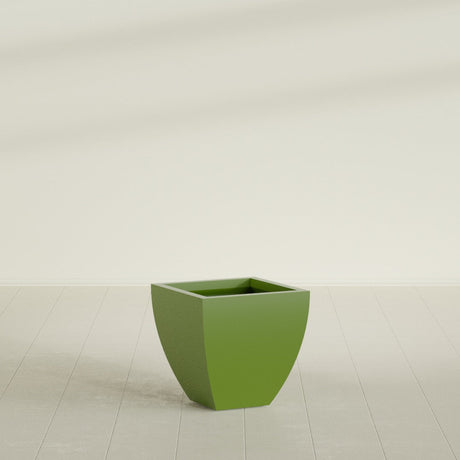 Lima Tapered Square Planter in Satin Green, 20", shown empty