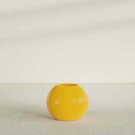 Globe Planter in Gloss Saffron, 24"D × 19"H, shown empty