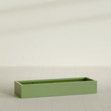 Antwerp Rectangular Planter in Satin Green, 72"L × 24"D × 12"H, shown empty