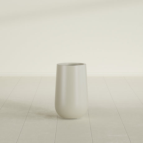 Hayden Urn Planter in Satin Beige, 18"Diam × 29"H, shown empty