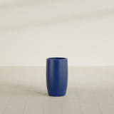 Lisbon tall round tapered fiberglass planter in Matte Cobalt Blue, 14 in diameter, 25 in high, shown empty