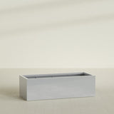 Torino Wide Rectangular Planter in Metallic Silver, 60"L × 24"D × 18"H, shown empty
