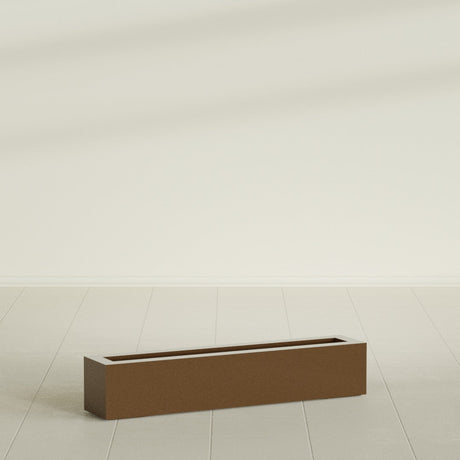 Salon Box Planter in Metallic Bronze, 42" Long, shown empty