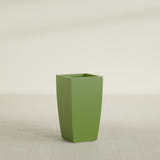 Toulan Tapered Square Planter in Satin Green, 16"W × 30"H, shown empty