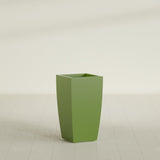 Toulan Tapered Square Planter in Satin Green, 16"W × 30"H, shown empty