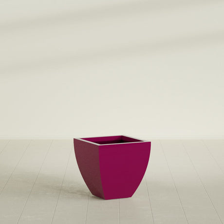 Lima Tapered Square Planter in Gloss Eggplant, 20", shown empty