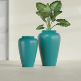 Barà Jar fiberglass planter in Satin Seafoam Green, size range, in a sunlit interior