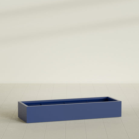 Antwerp Rectangular Planter in Matte Cobalt Blue, 72"L × 24"D × 12"H, shown empty