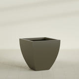 Lima Tapered Square Planter in Matte Bronze, 30", shown empty