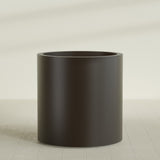 Rio Grande Cylinder Planter in Matte Dark Brown, 30"D × 32"H, shown empty