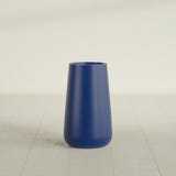 Saigon Tapered Round Planter in Matte Cobalt Blue, 14"D × 30"H, shown empty