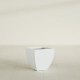 Lima Tapered Square Planter in Matte Bright White, 16", shown empty