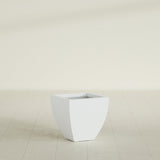 Lima Tapered Square Planter in Matte Bright White, 16", shown empty