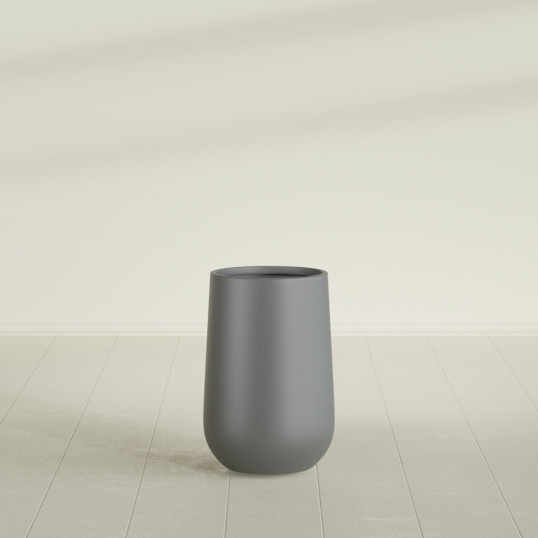 Hayden Urn Planter in Matte Gunmetal, 12"Diam × 20"H, shown empty