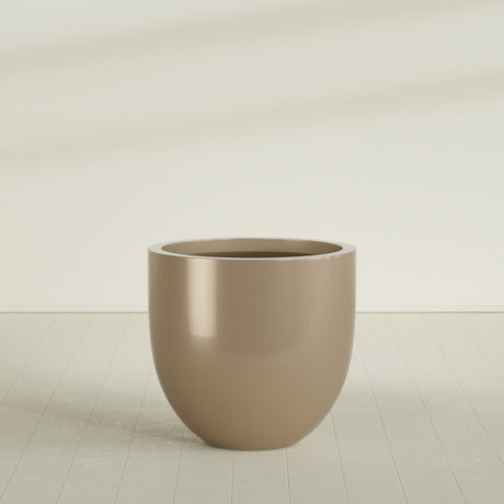 Alzira Bowl Planter in Gloss Metallic Gold, 36"D × 34"H, shown empty