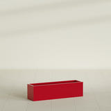 Monaco Rectangle Planter in Gloss Red, 26"L, shown empty
